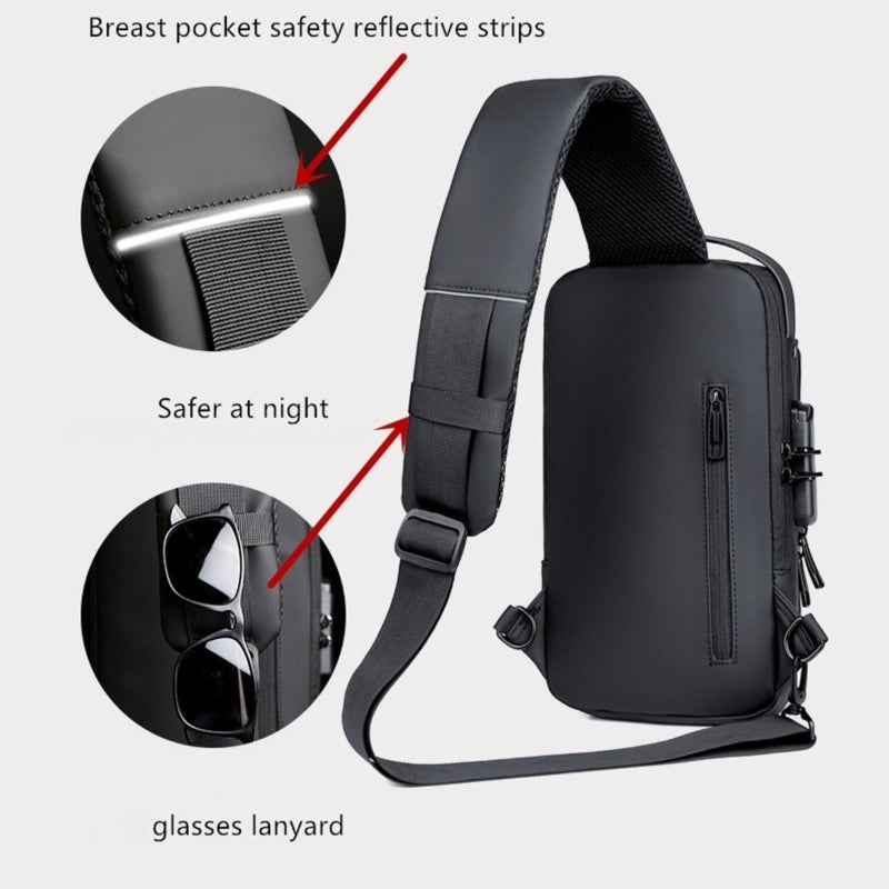 Men's anti-theft waterproof crossbody usb port with num lock - Prozone
