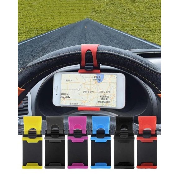 Pack of 2 car steering wheel mobile holder multicolor