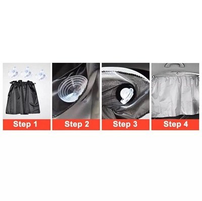 Car sunshade curtain- sucker fixing-silver coating cloth