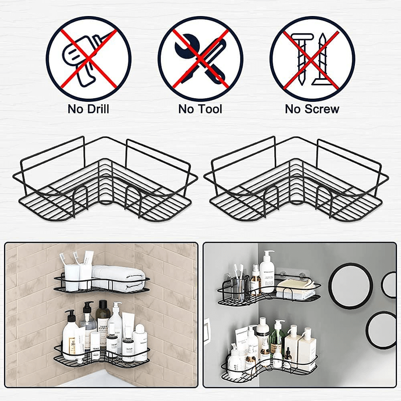 Storage organizer for bathroom and kitchen corner walls