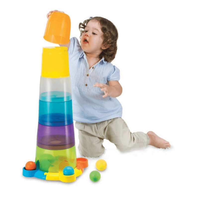 Colorful win fun stacks n roll fun balls and cups toy