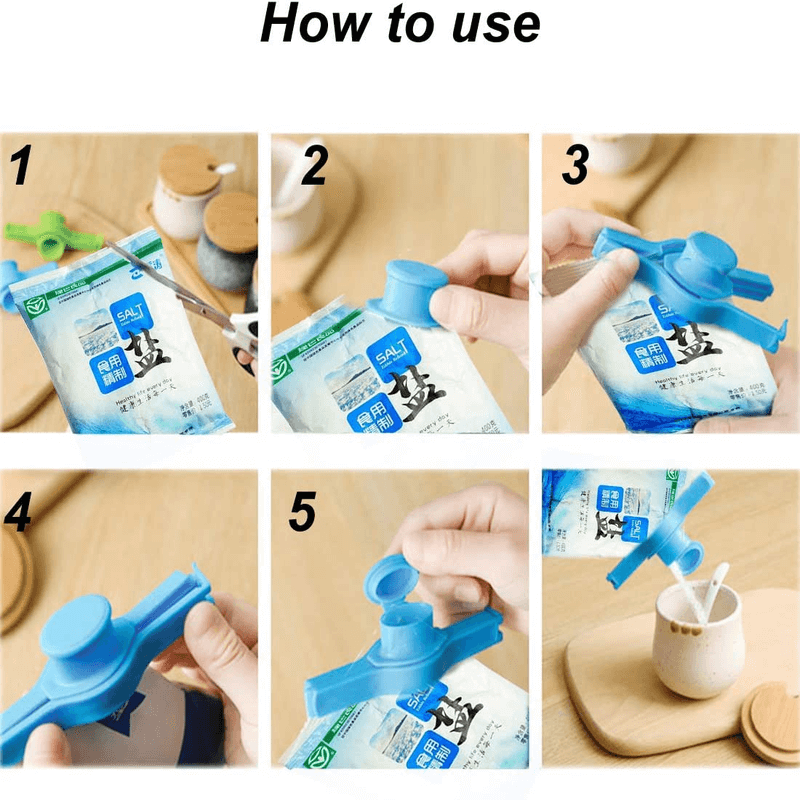 Bag clip pour food sealing storage pack of 6