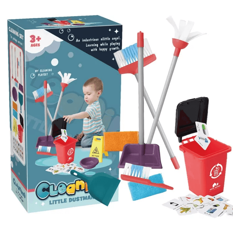 Funny little dustman learning and cleaning toy