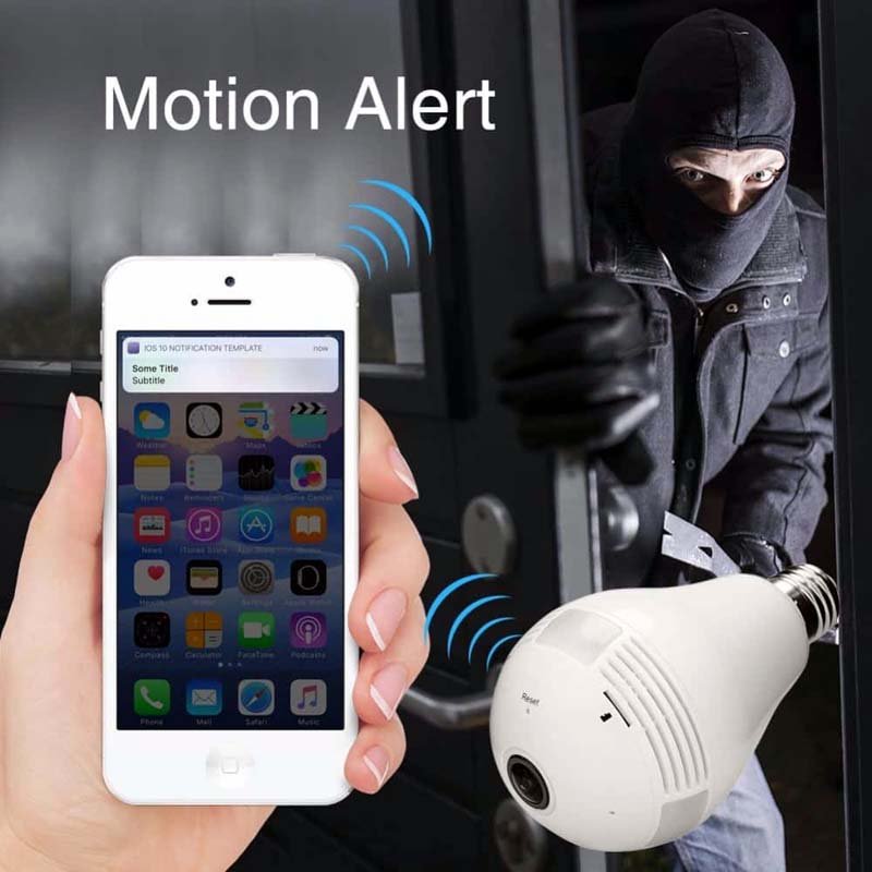 Wi-fi light bulb camera - hd 360 degree panoramic view