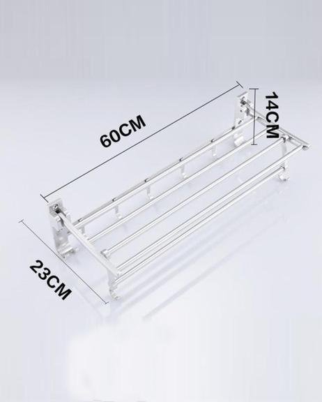 Aluminum folding double bar wall-mounted bathroom rack