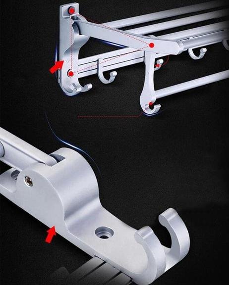 Aluminum folding double bar wall-mounted bathroom rack