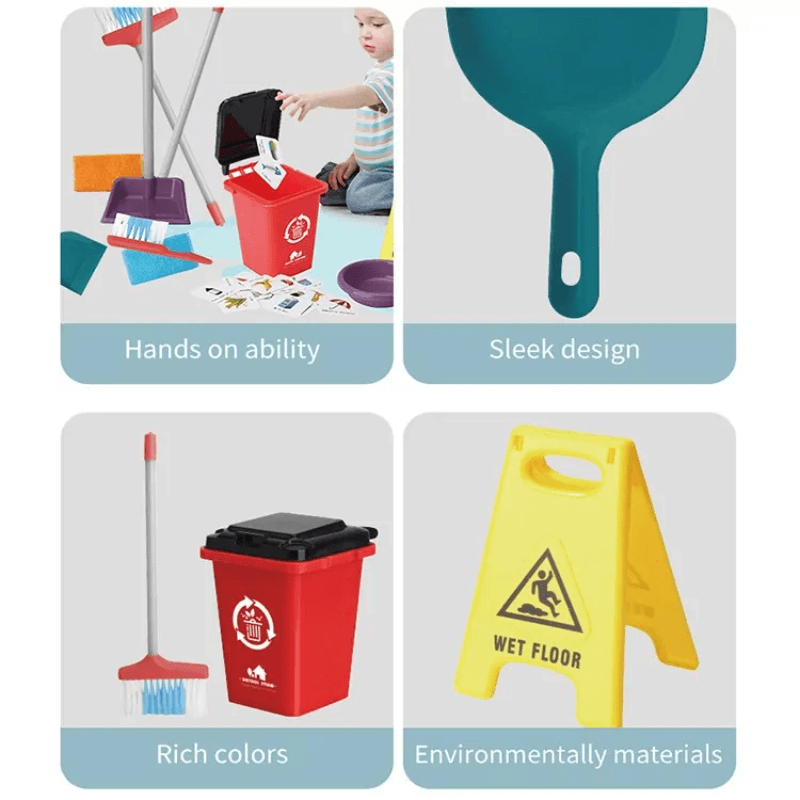 Funny little dustman learning and cleaning toy