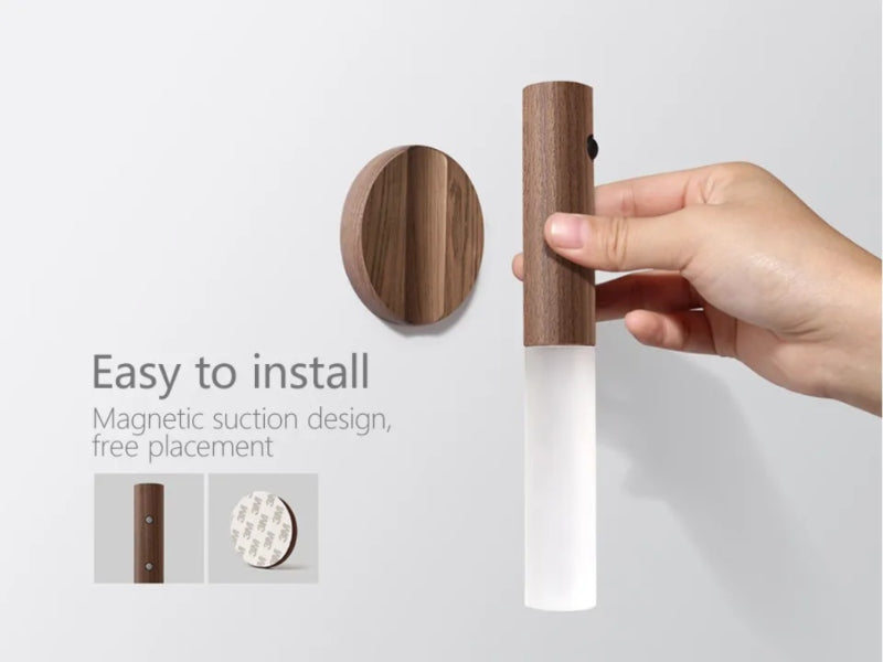 Led wood night light pir motion sensor wall lamp - Prozone