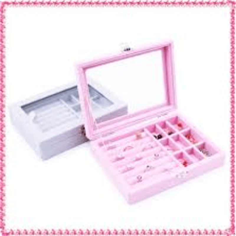Velvet rings and earrings organizer storage box