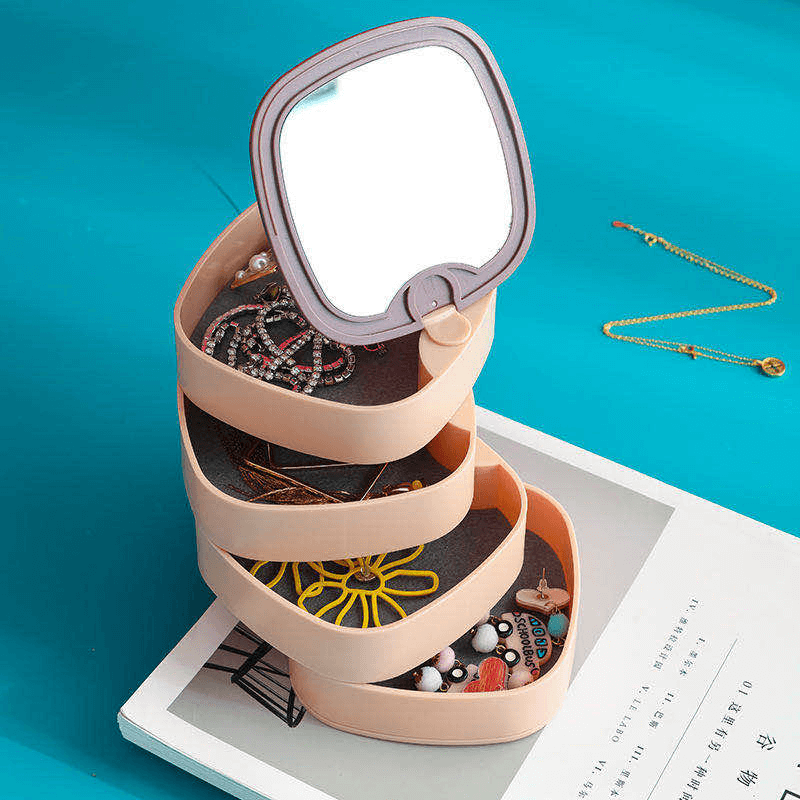 360 degree round rotating jewelry storage box