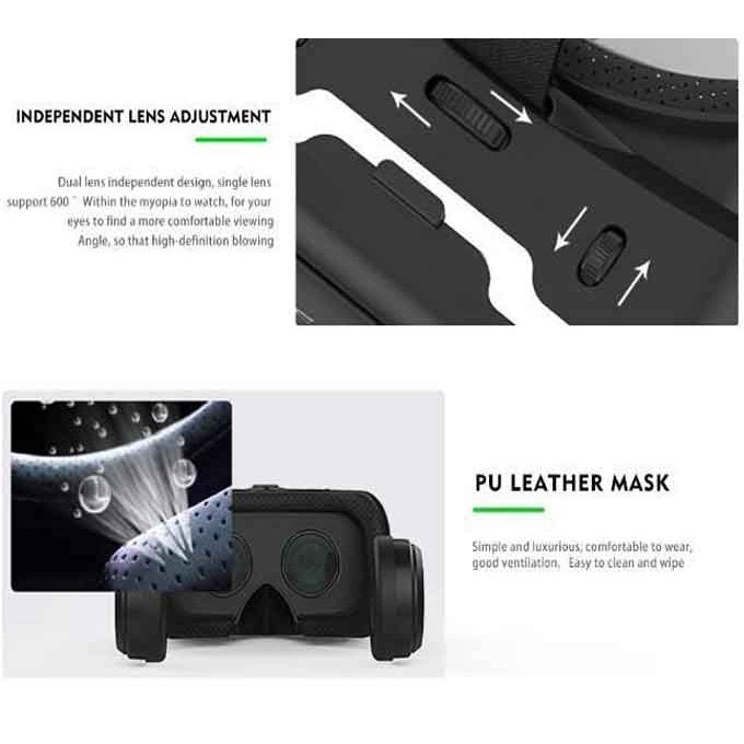 Shinecon 6 generations 3d vr glasses headset with earphones
