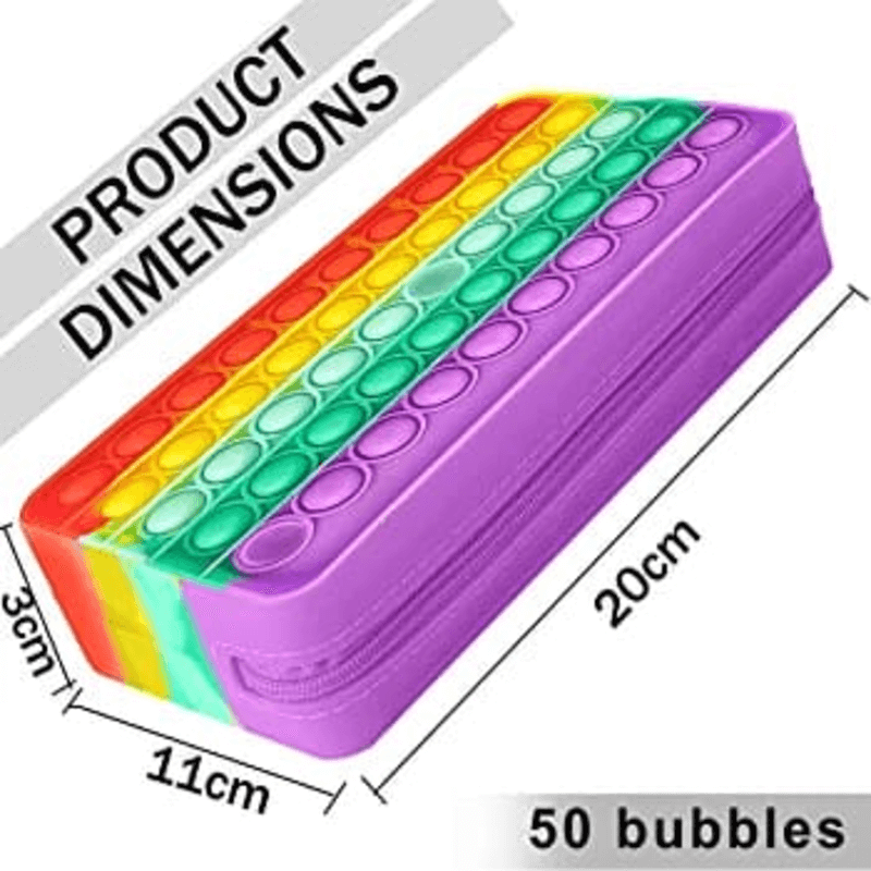 Multicolor pop push 50 bubble pop it fidget pencil box