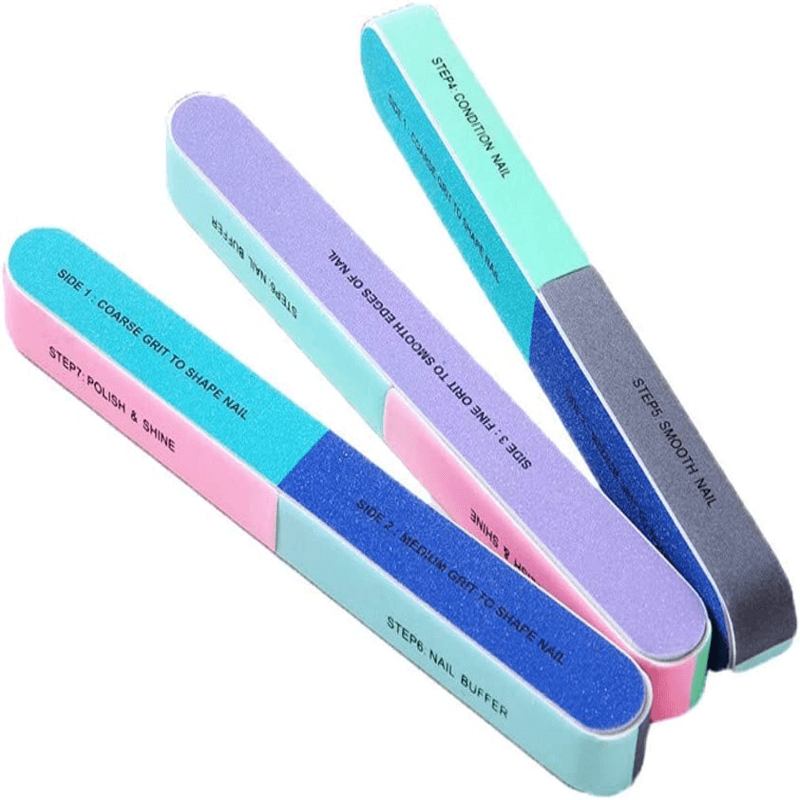 Pack of 3 finger nail files double sided manicure tools kit buffers grit