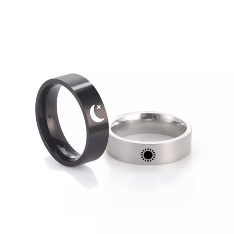 Moon & sun couple rings