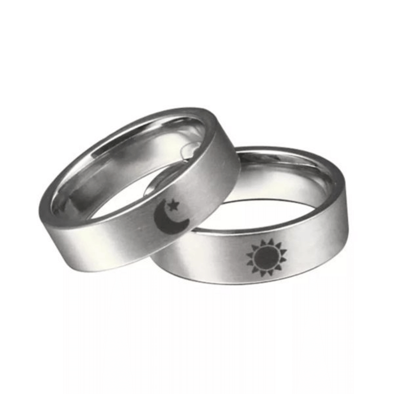 Moon & sun couple rings