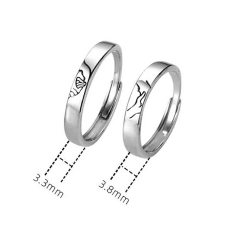 Holding hands couple ring set