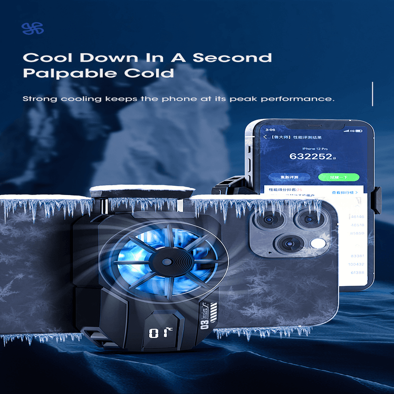 Portable dla3 mobile phone radiator cooling fan with digital display