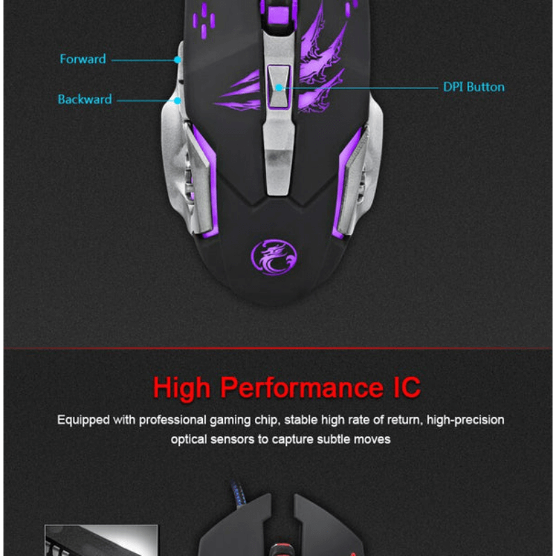 A8 3200 dpi 6d wired gaming mouse