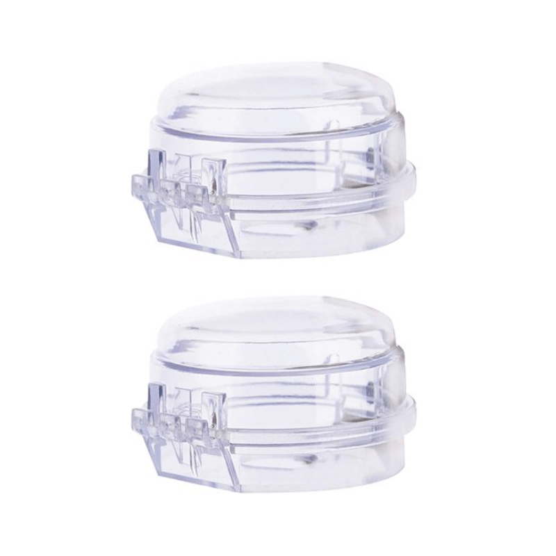 Pair of universal kitchen gas stove knob covers without lock – transparent