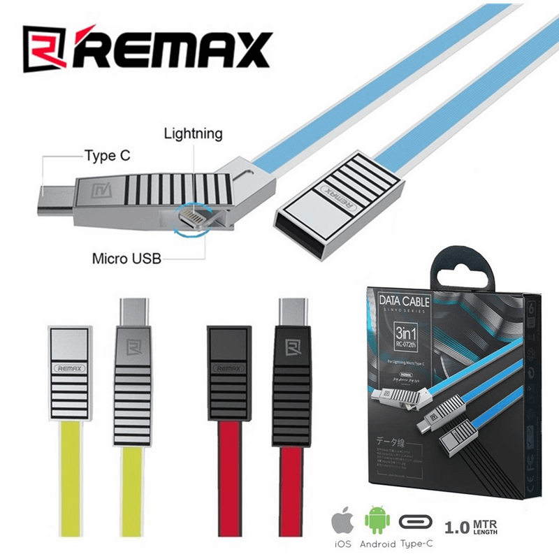 Remax 3 in 1 usb data and charger cable rc-072th usb charging cable