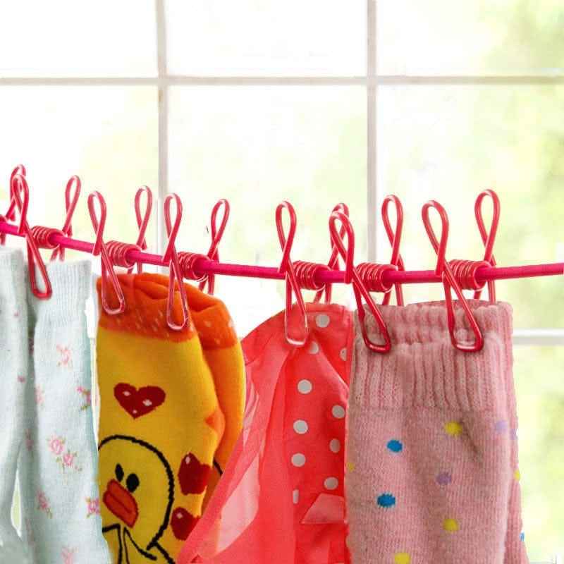 Portable Elastic Rope Washing Line With 12 Clips - Prozone