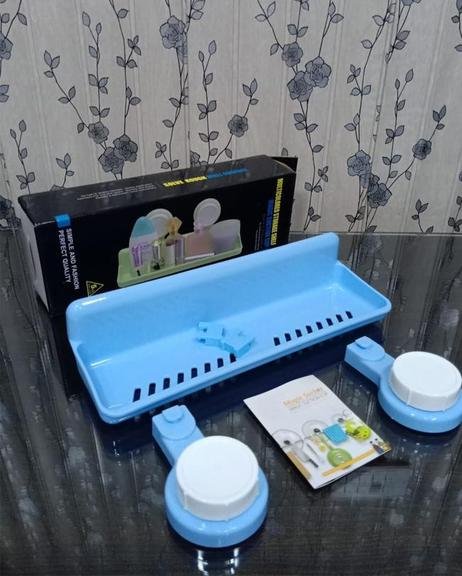 Multi colored storage shelf magic suction cup