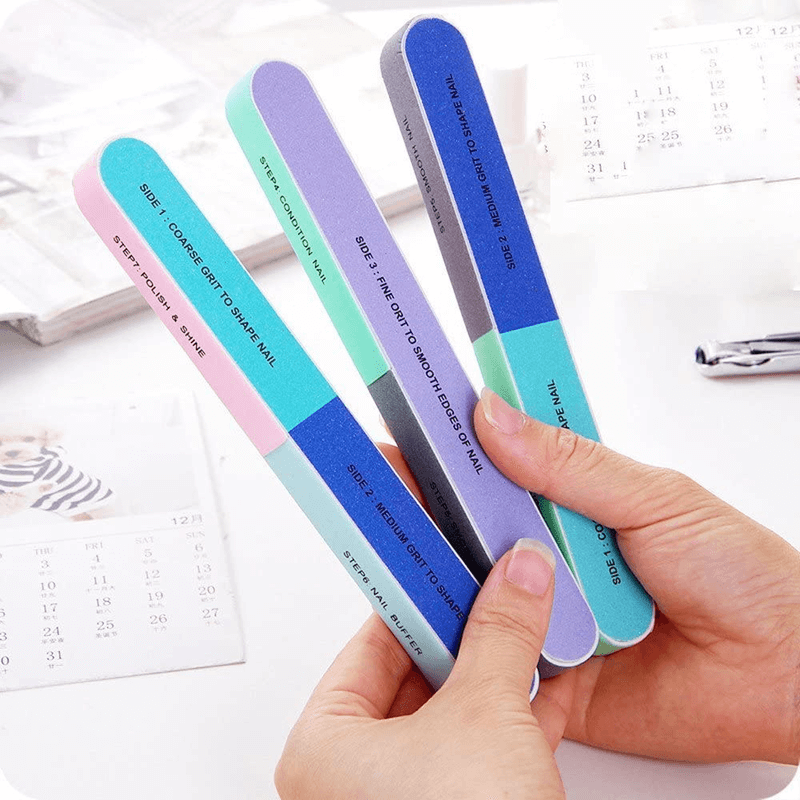 Pack of 3 finger nail files double sided manicure tools kit buffers grit