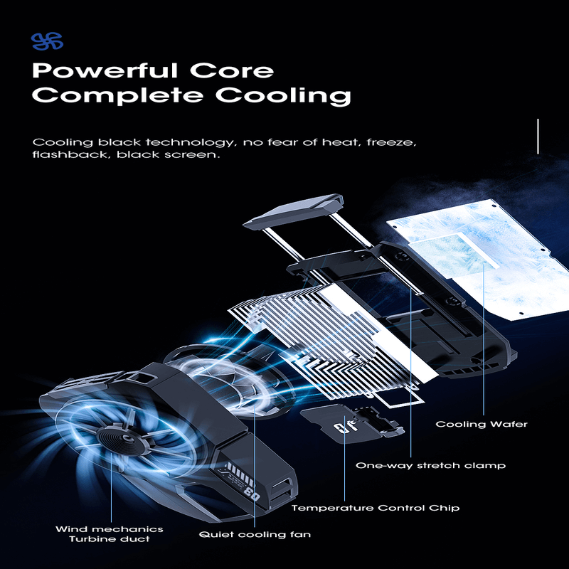 Portable dla3 mobile phone radiator cooling fan with digital display