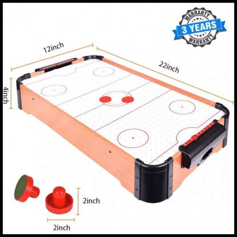 24″ mini wooden air hockey table top gaming set