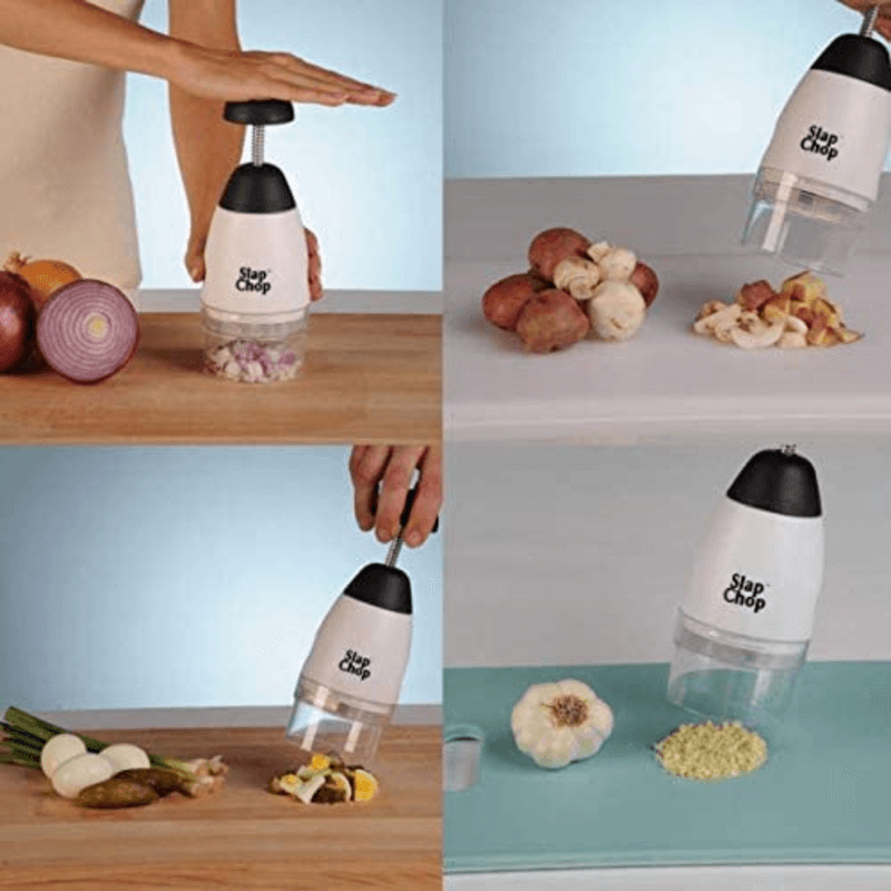 Slap chop slicer with stainless steel blades