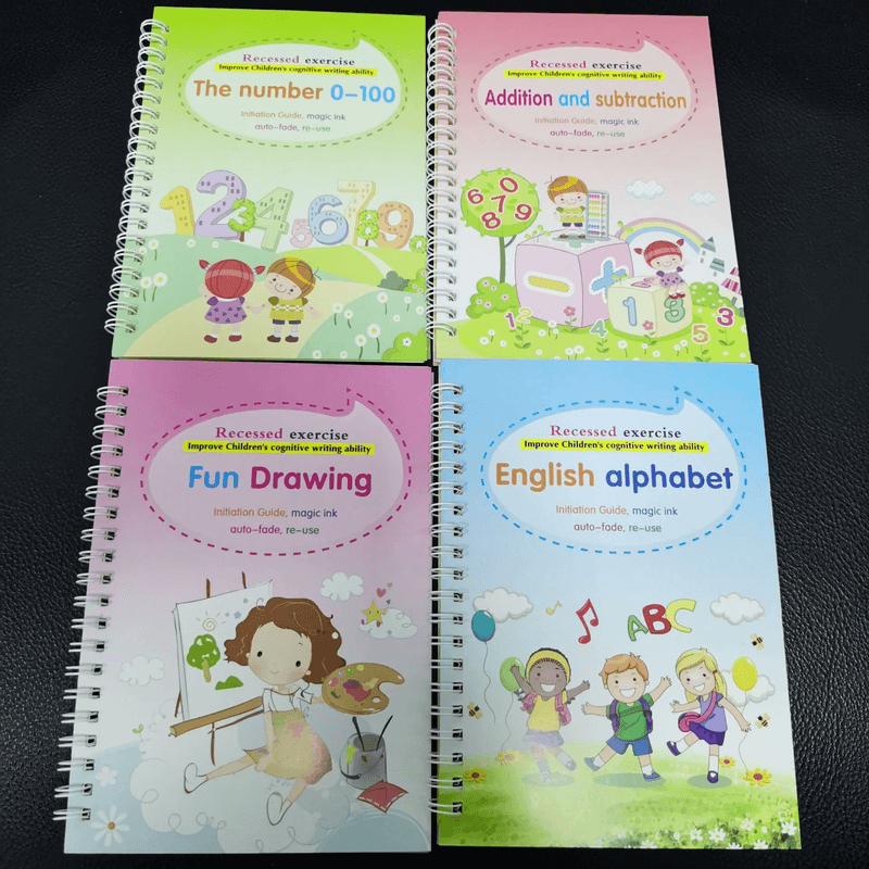 Child practice magic book pack of 4 pcs with 10 refill