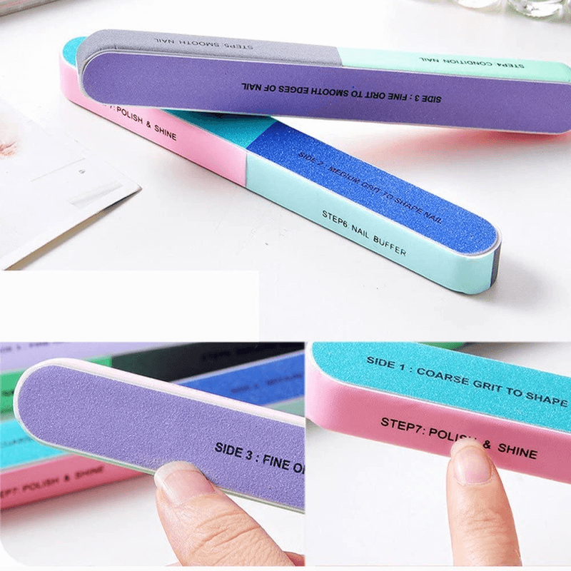 Pack of 3 finger nail files double sided manicure tools kit buffers grit