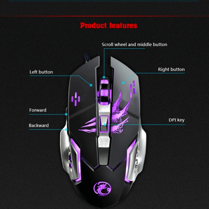 A8 3200 dpi 6d wired gaming mouse