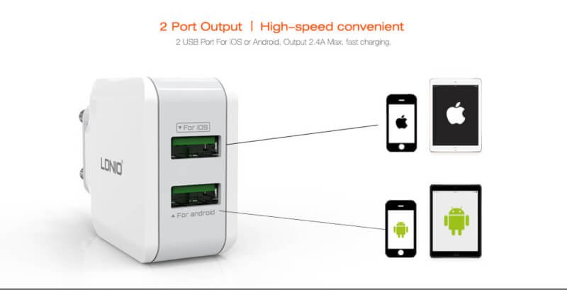 Ldnio a2202 2.4a dual usb home charger