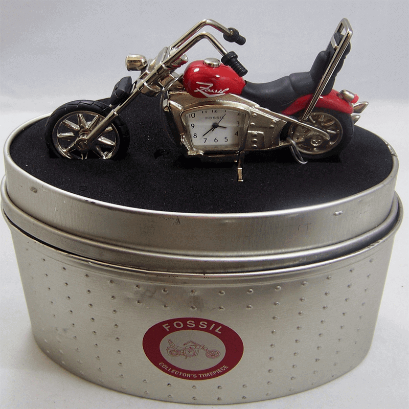 Fossil brand antique harley bike clock- metal red