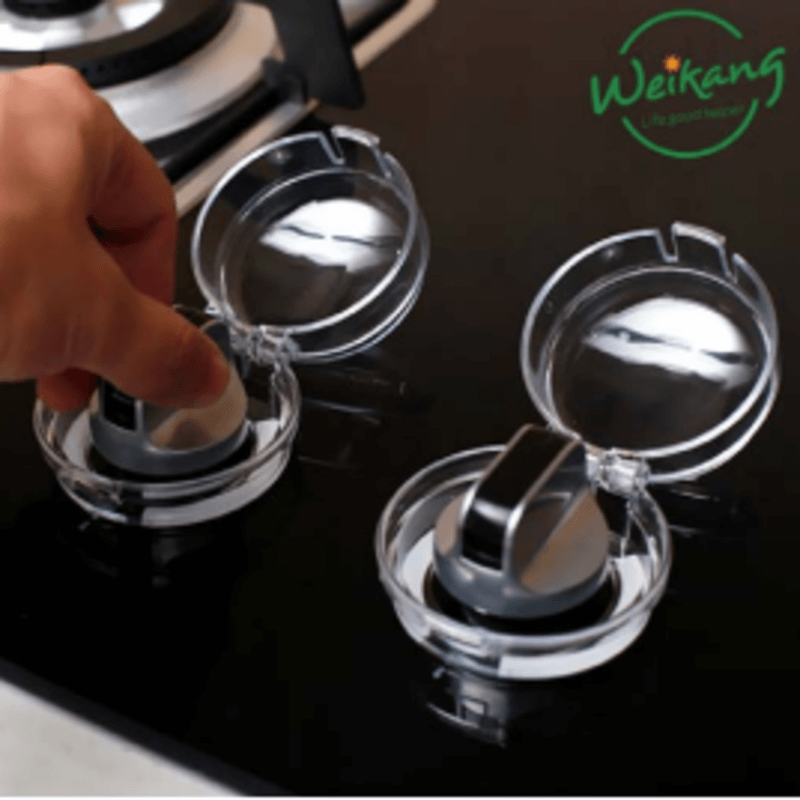 Pair of universal kitchen gas stove knob covers without lock – transparent