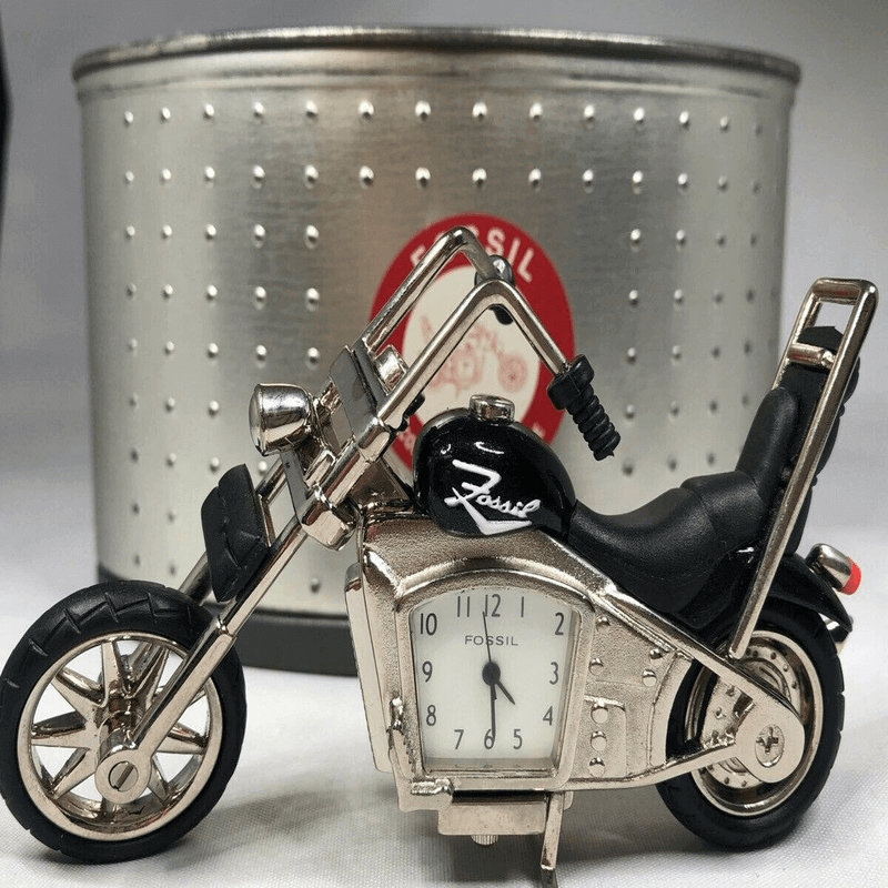 Fossil brand antique harley bike clock- metal black