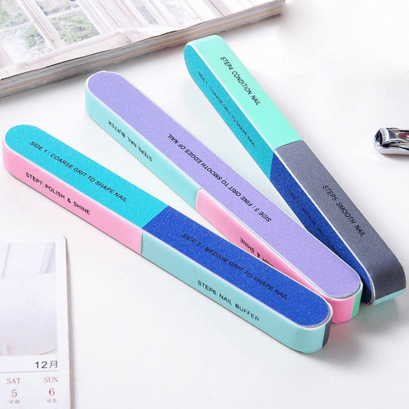 Pack of 3 finger nail files double sided manicure tools kit buffers grit