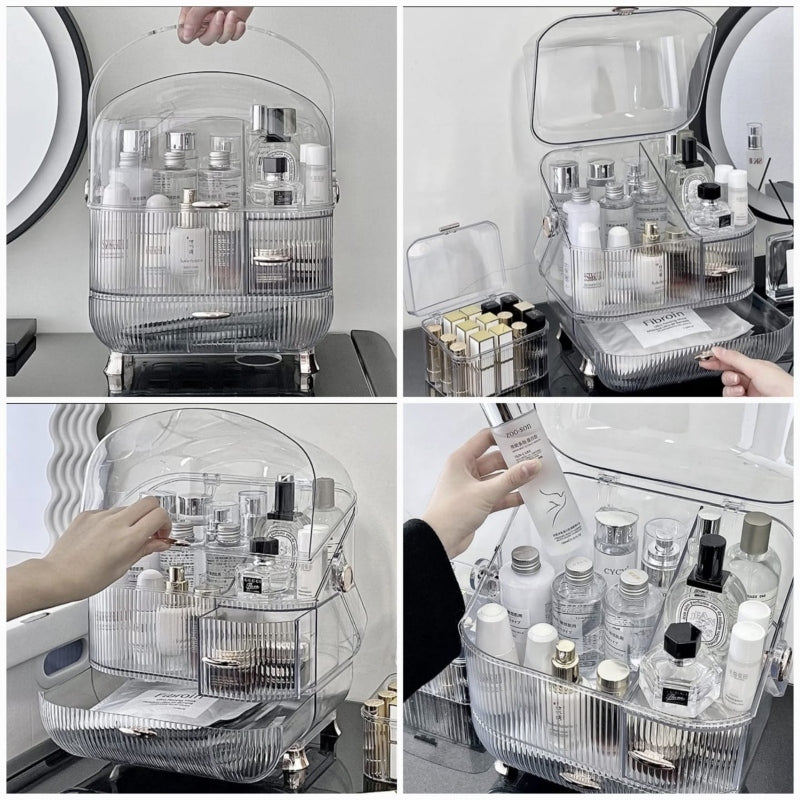 Cosmetic storage box including golden handle. - Prozone