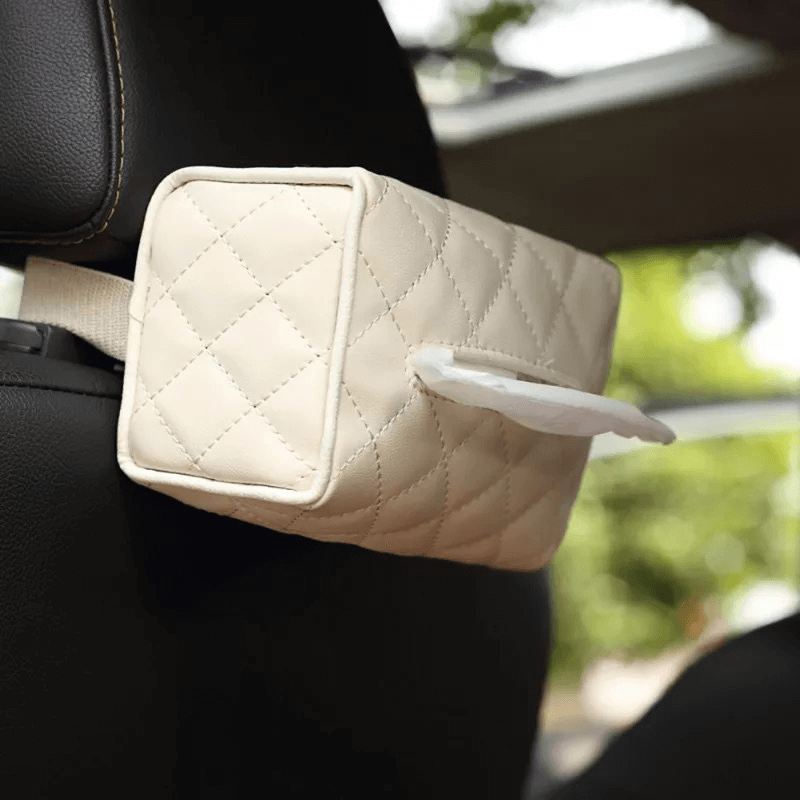 1 pc car hanging tissue paper box beige