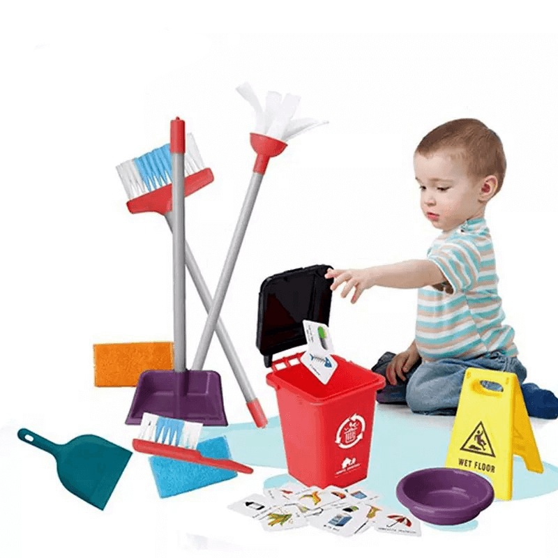 Funny little dustman learning and cleaning toy
