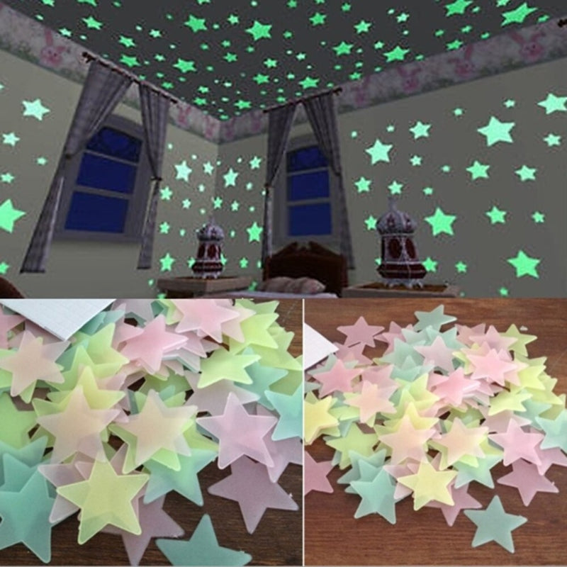 100pcs/stars luminous fluorescent 3d wall stickers - Prozone