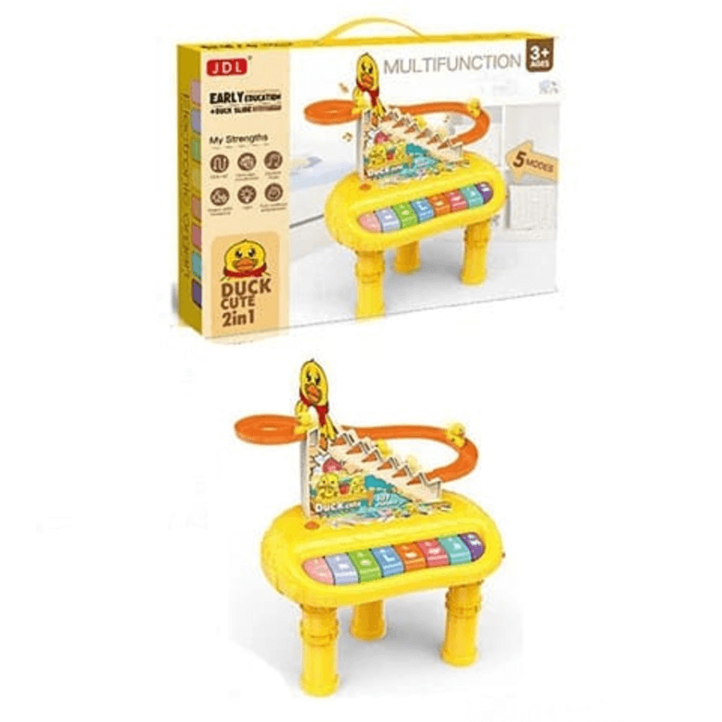 Yellow duck 2 in 1 stair climbing electronic piano toy set
