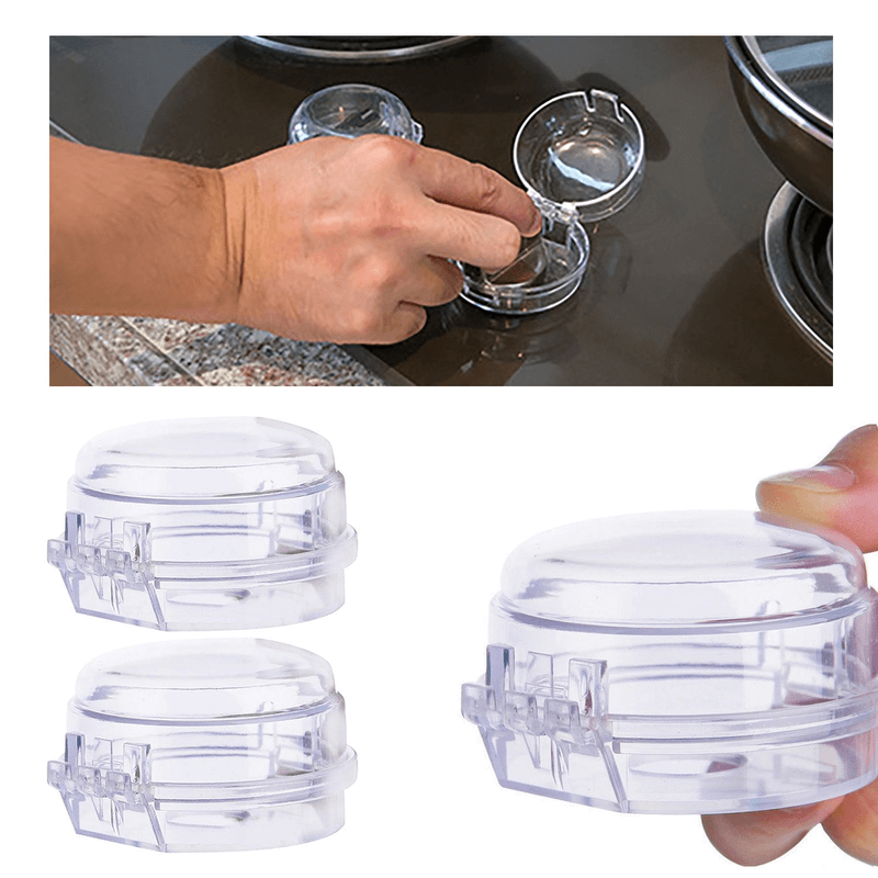Pair of universal kitchen gas stove knob covers without lock – transparent