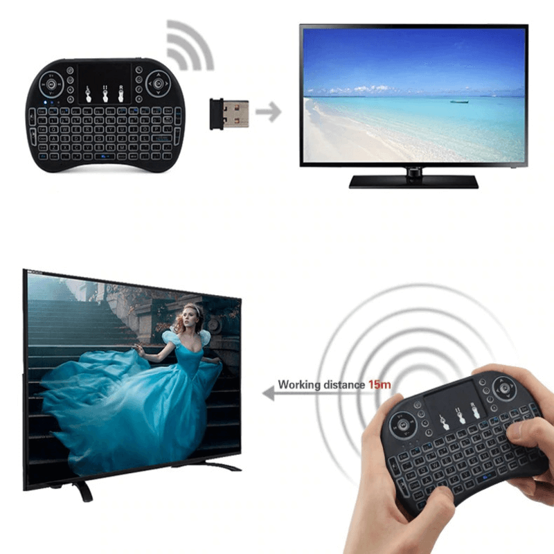 3 colors backlit mini wireless keyboard with touchpad