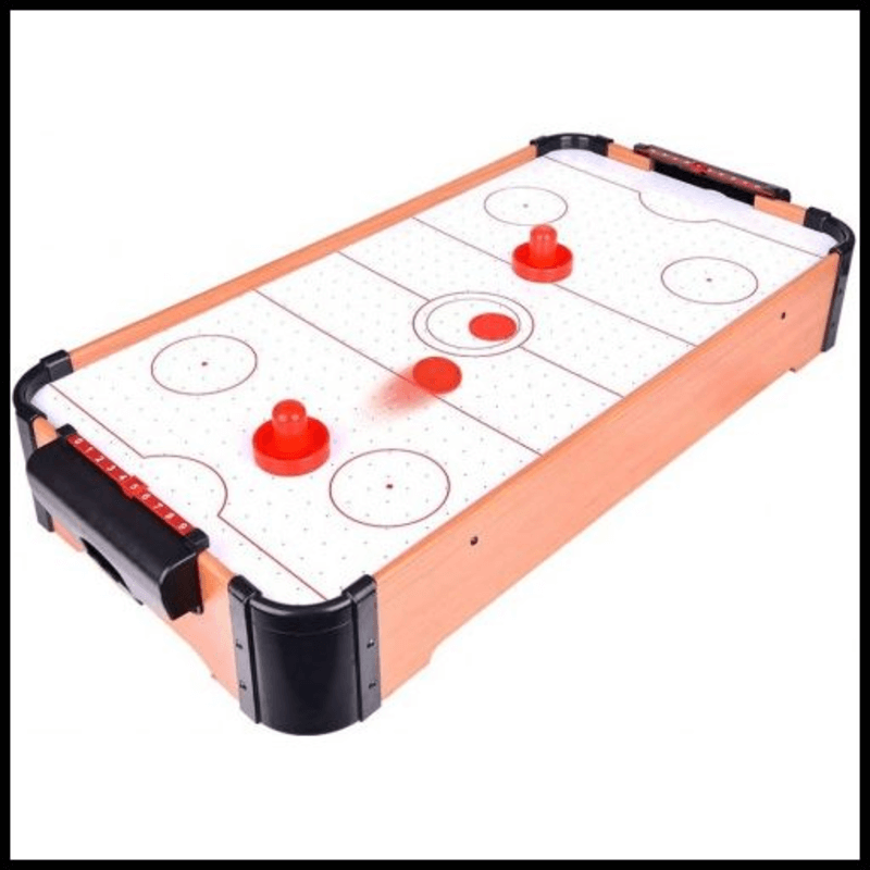 24″ mini wooden air hockey table top gaming set