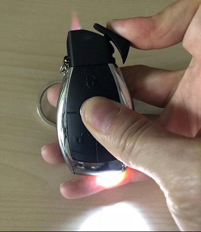 Car key lighter gas inflatable windproof + lights key buckle