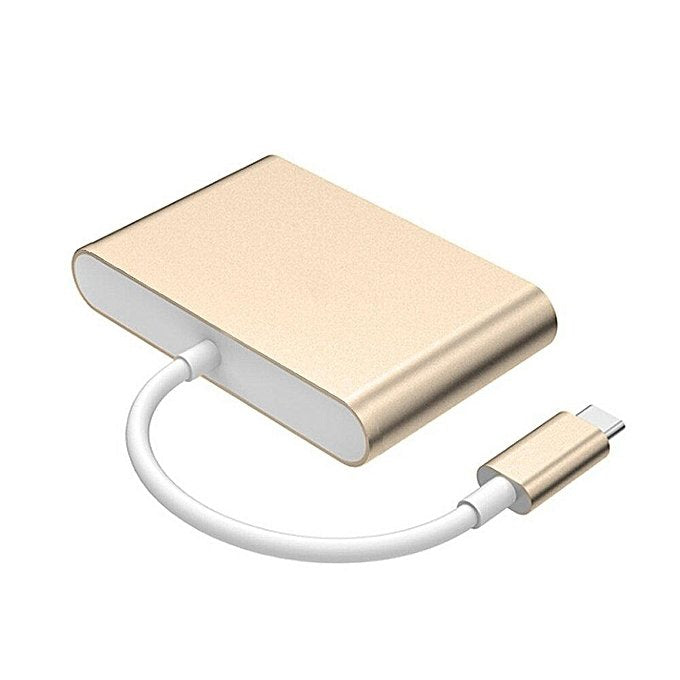 Type c to 1080p vga+usb 3.0+type-c adapter - gold