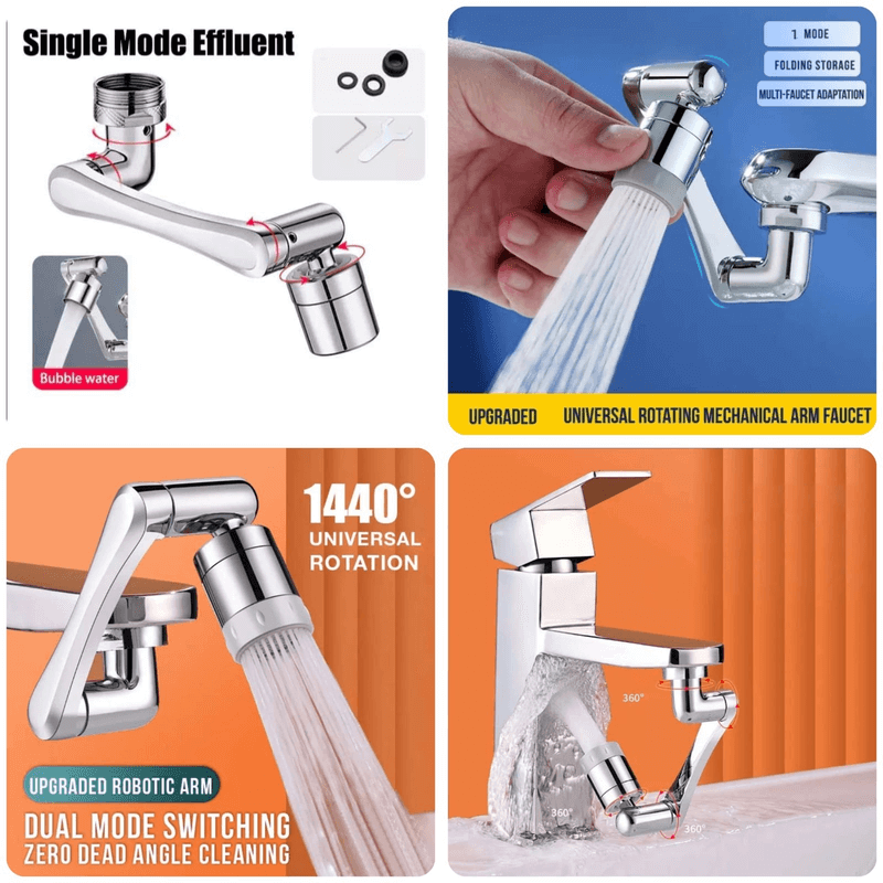 Universal rotating 1080° degrees water faucet tap plastic extender 2 modes