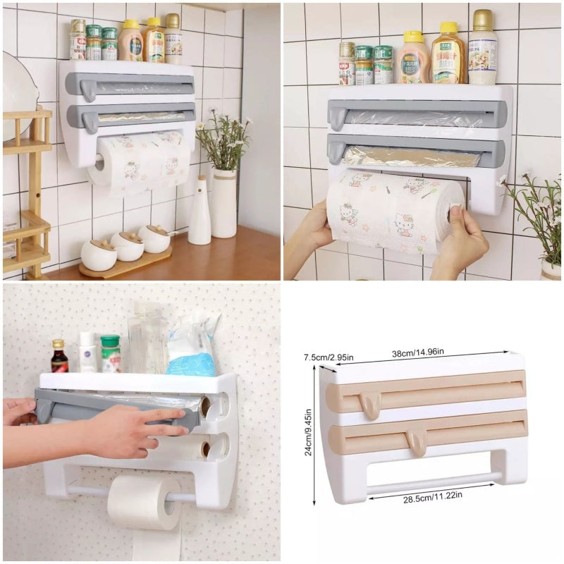 4 in 1 foil cling film tissue paper roll holder - Prozone